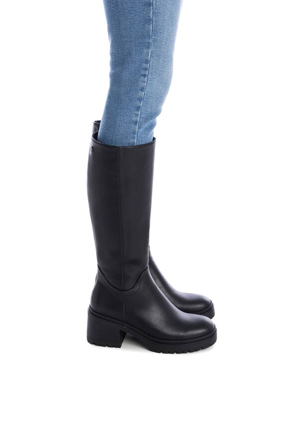 XTI Bota biker feminina com salto Preto