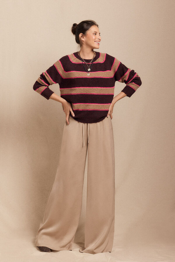 Slowlove Pantal&oacute;n fluido satinado Beige