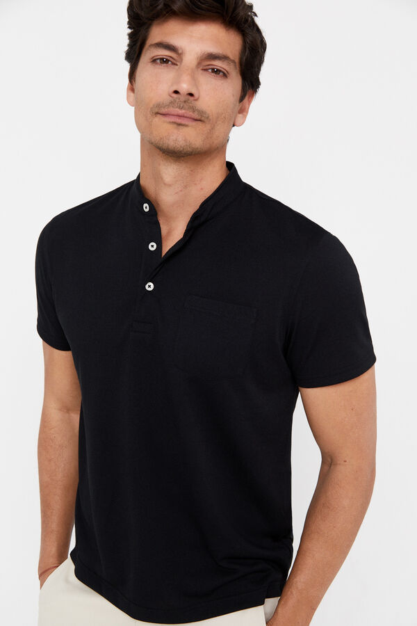 Cortefiel Polo coolmax gola mao Preto