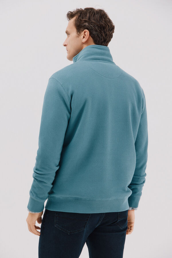 Cortefiel Sudadera cuello cremallera Azul