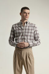 PuroEGO Camisa slim algod&oacute;n cuadro tart&aacute;n Marr&oacute;n