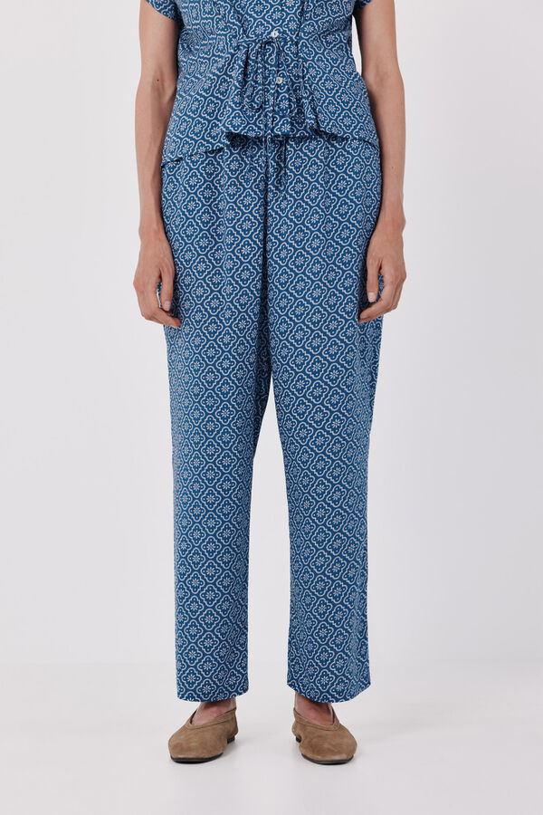 Cortefiel Cal&ccedil;a fluida estampada Azul