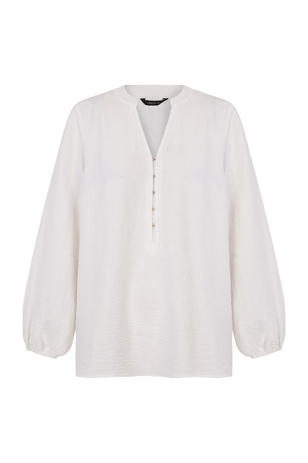 Cortefiel Blusa mandarim com bot&otilde;es Ecru