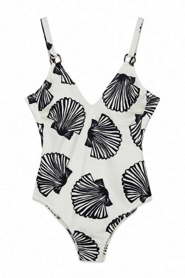 Cortefiel Fato de banho shapewear/moldador de argolas Ecru