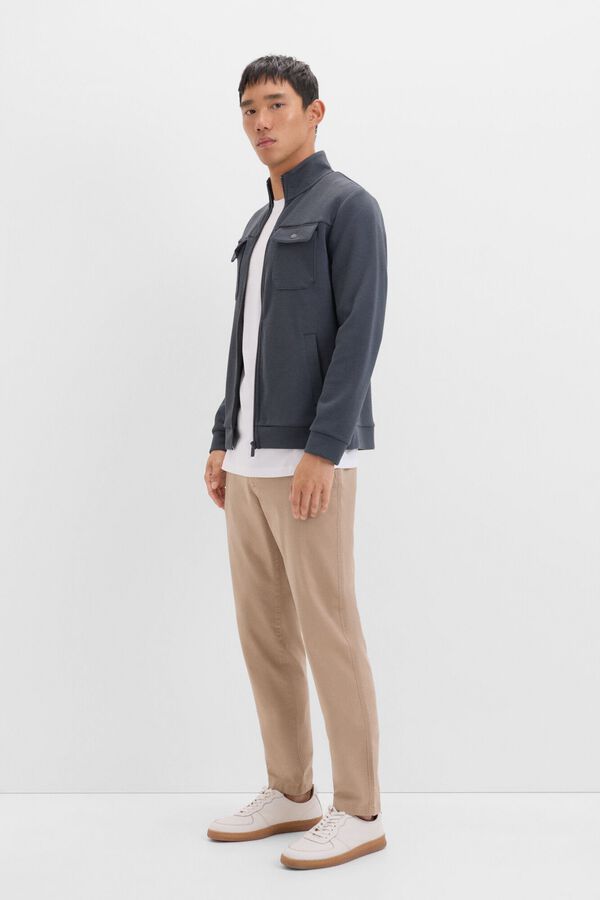 Cortefiel Cardig&atilde; em tecido piqu&eacute; Cinzento