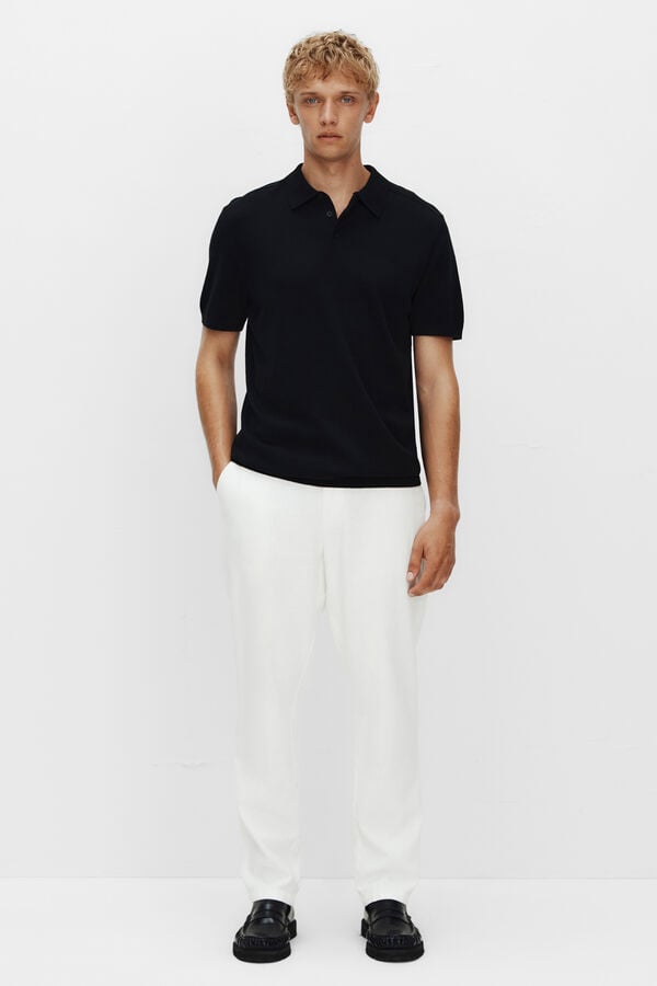 Selected Polo de malha de manga curta Preto