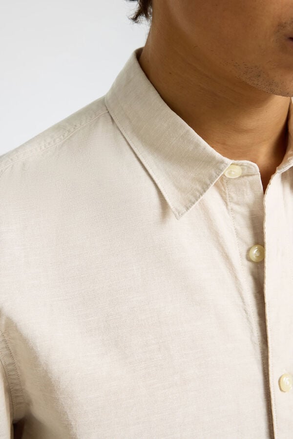 Selected Camisa de linho slim fit Tostado
