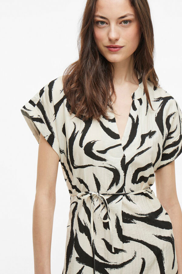 Vila Vestido curto com gola mao e viscose Cinzento