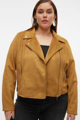 Vero Moda Curve Chaqueta efecto ante talla grande Marr&oacute;n