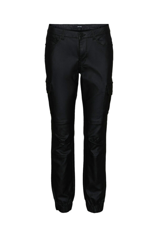 Vero Moda Cal&ccedil;a cargo encerada  Preto