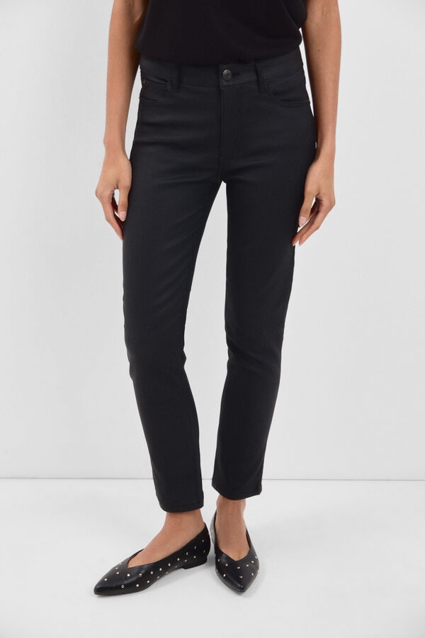 Cortefiel Pantalones Sensational Resinados Negro