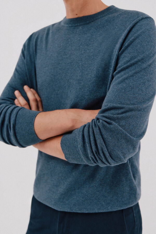 Cortefiel Jersey algod&oacute;n cashmere cuello caja Azul oscuro