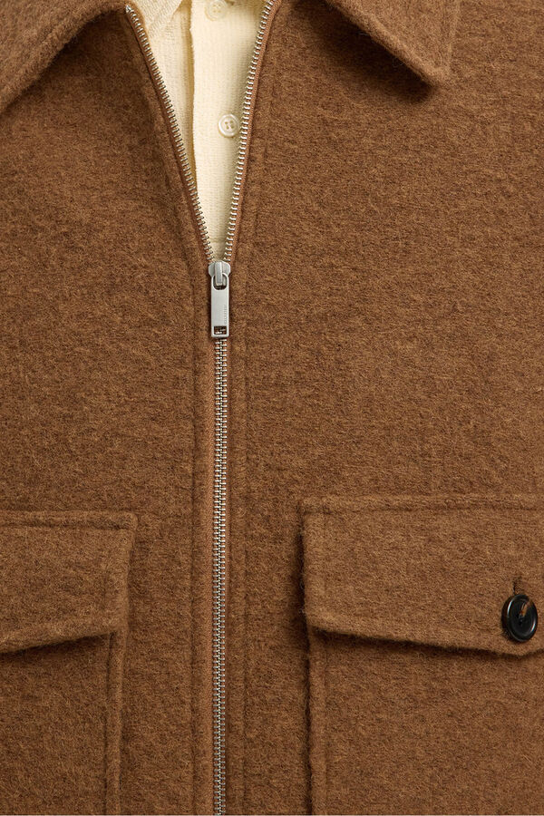 Selected Blus&atilde;o curta de l&atilde; com fecho-&eacute;clair Castanho