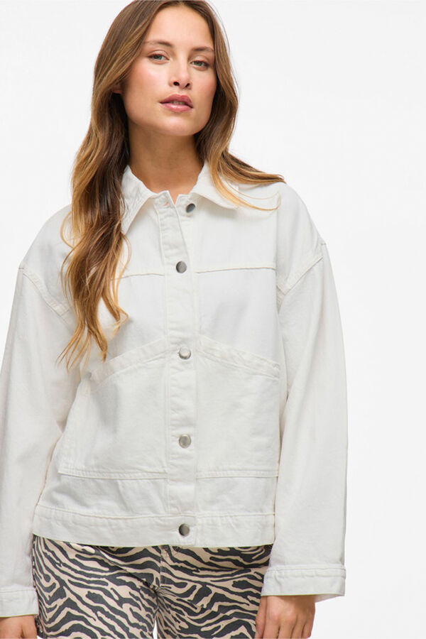 Vila Chaqueta cazadora vaquera de algodón Blanco