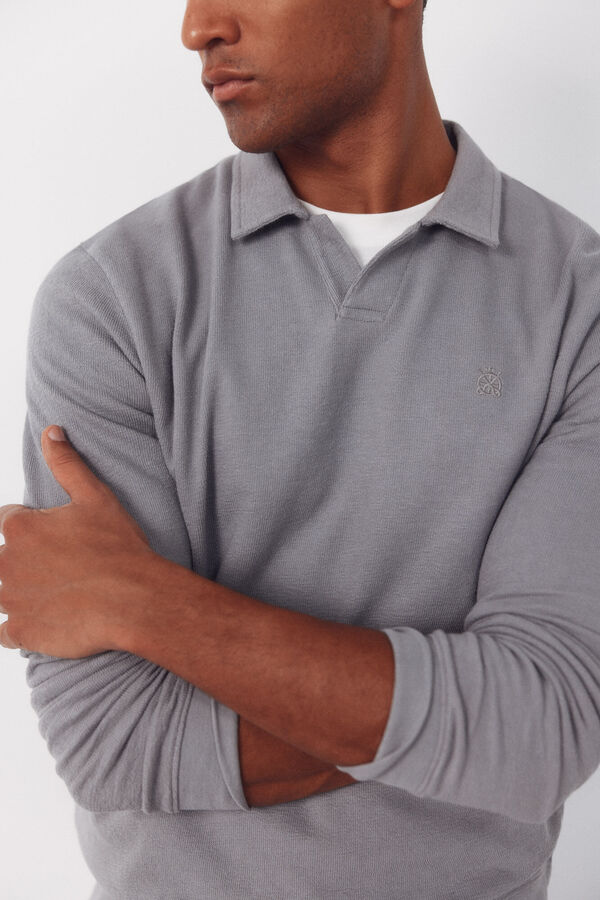 Cortefiel Polo estructura manga larga Gris
