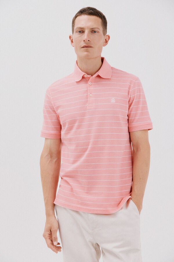 Cortefiel Polo piqu&eacute; rayas Coral