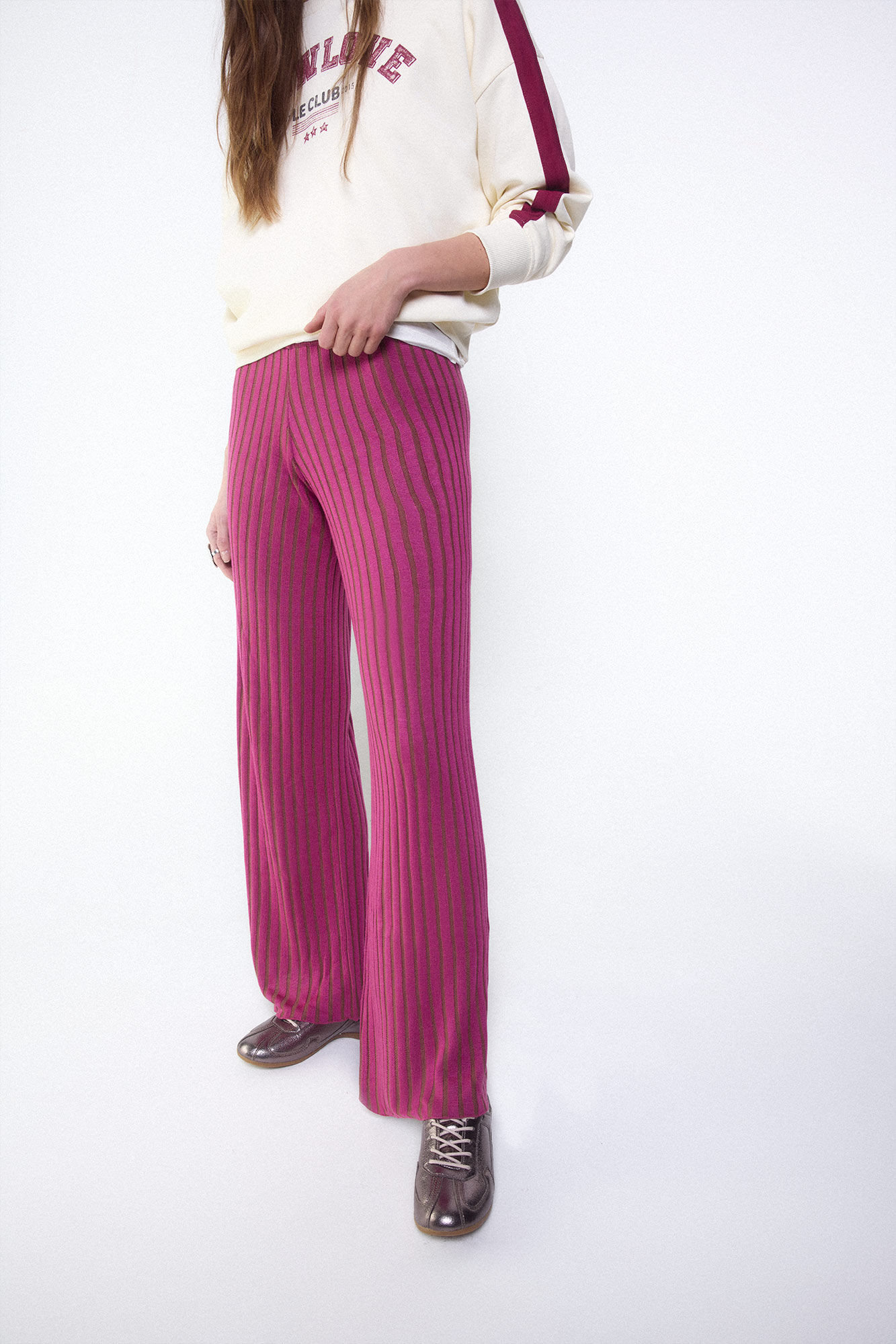 Slowlove Cal&ccedil;a de malha canelada