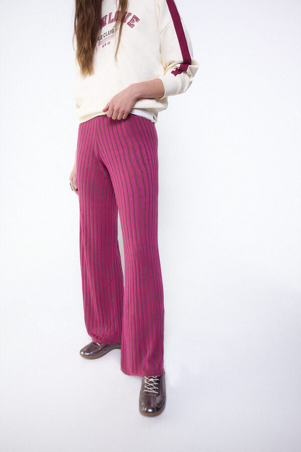 Slowlove Cal&ccedil;a de malha canelada Subiu