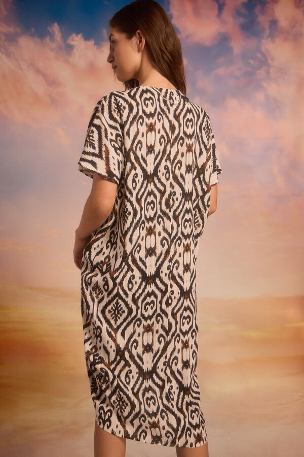 Cortefiel Caft&aacute;n estampado Estampado blanco