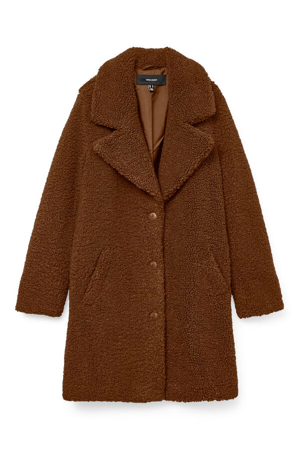 Vero Moda Abrigo de borreguito Marr&oacute;n oscuro