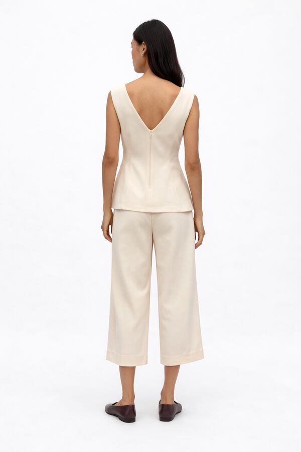 Object Pantal&oacute;n culotte largo cropped Beige