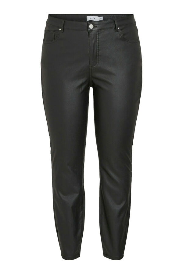 Evoked by Vila Cal&ccedil;a skinny encerada curvil&iacute;nea Preto