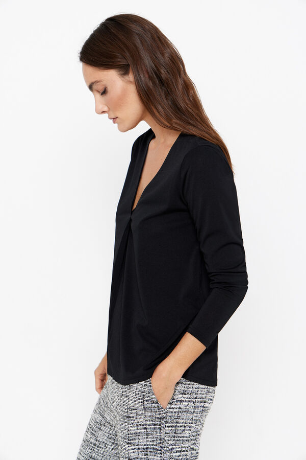 Cortefiel Top fluido com pregas Preto