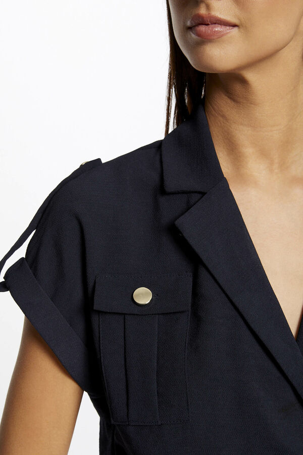 Morgan Mono largo recto con cintur&oacute;n Azul marino