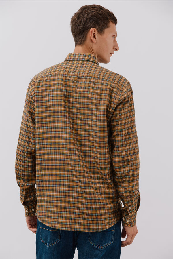 Cortefiel Camisa xadrez tencel Amarelo