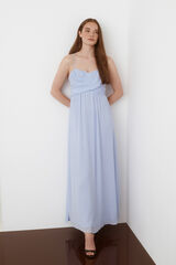 Vila Vestido comprido de festa com alças Azul