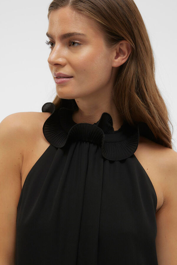 Vero Moda Vestido corto cuello halter detallo flor Negro