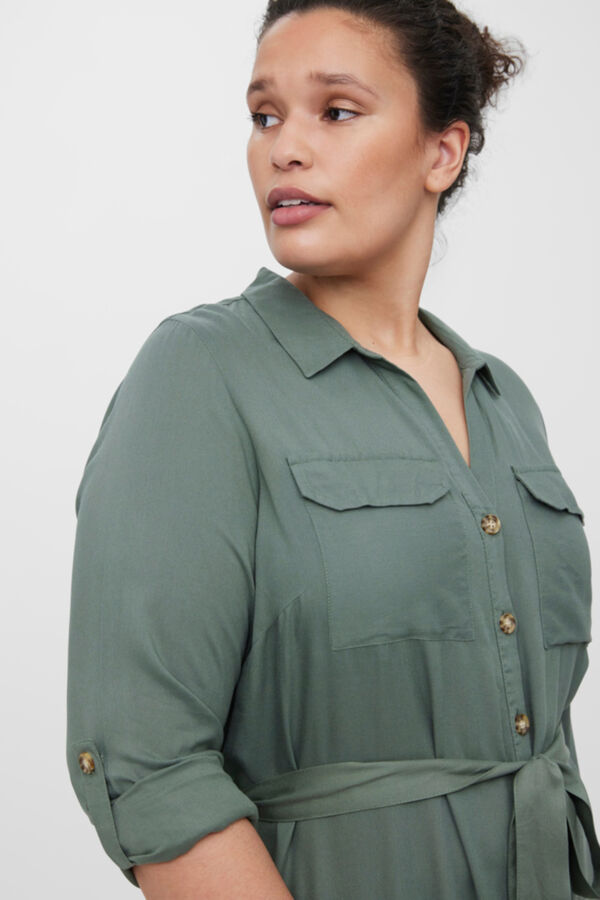 Vero Moda Curve Vestido curto camiseiro cintura subida Verde