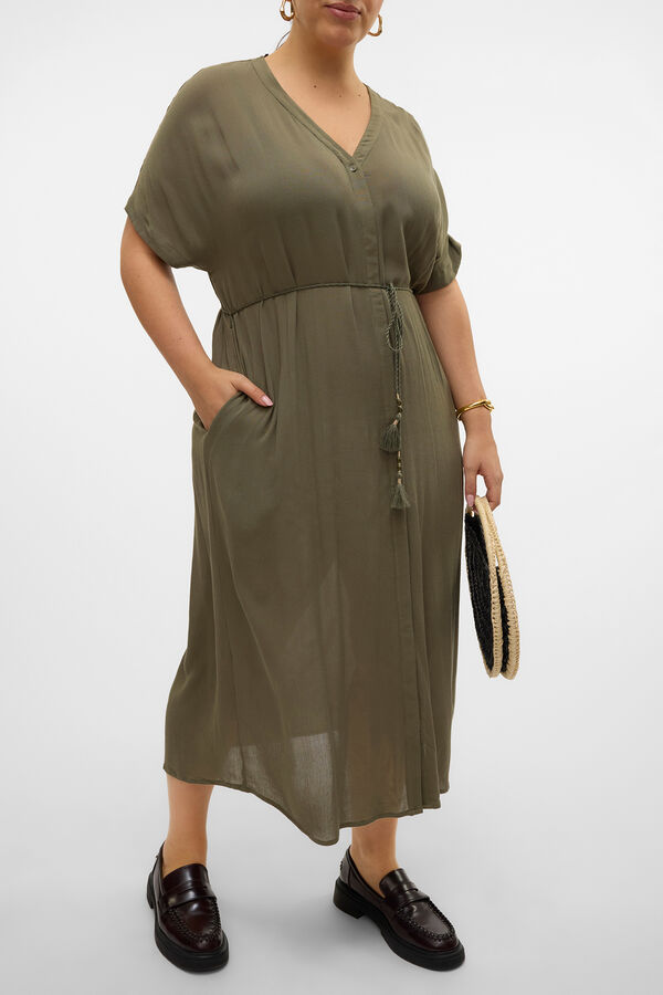 Vero Moda Curve Vestido fluido abotonado talla grande Verde