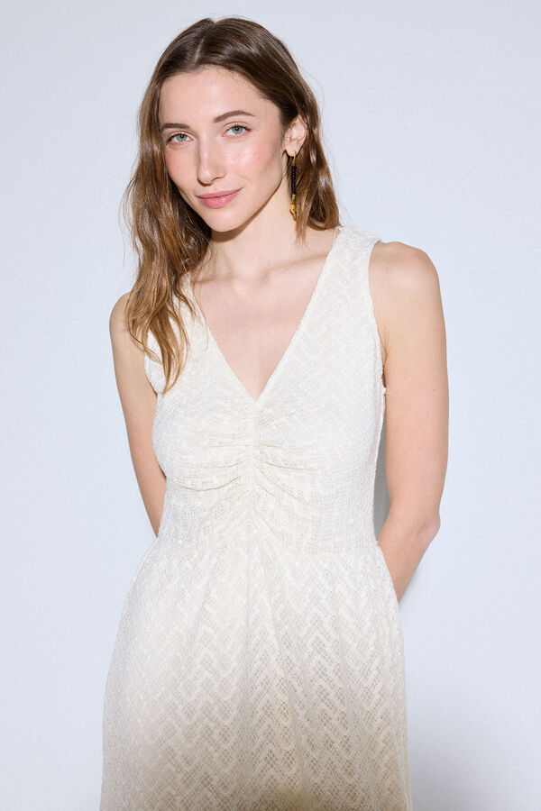 Slowlove Vestido estructura frunce Marfil