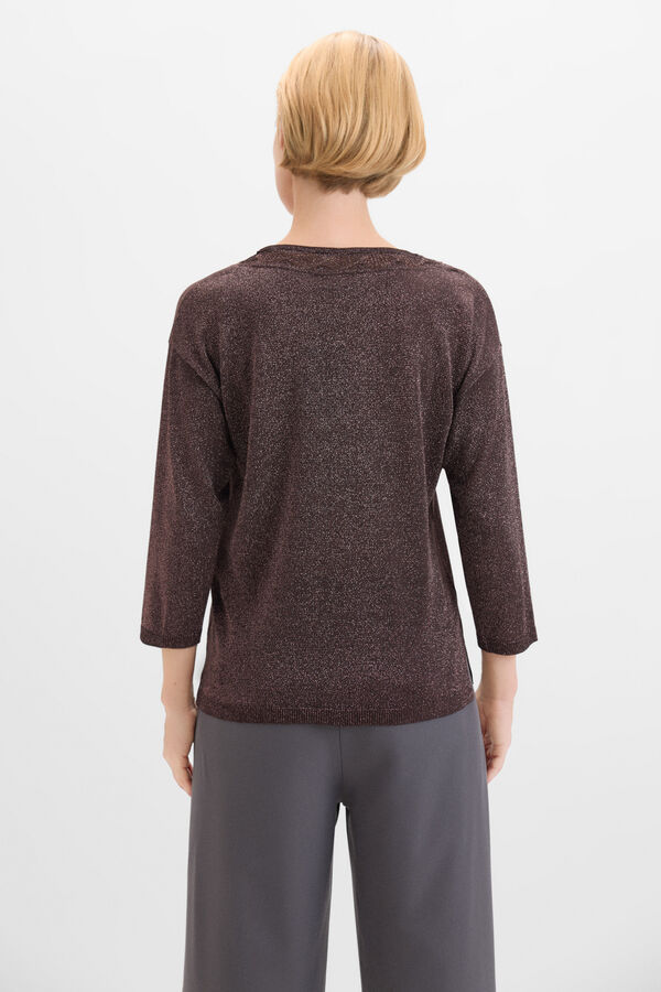 Cortefiel Jersey fino lurex Marr&oacute;n oscuro