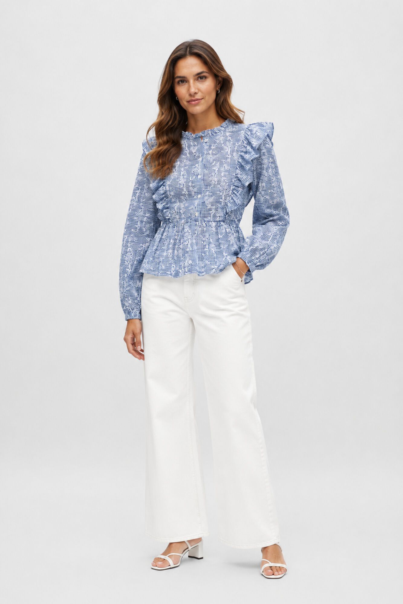 Object Blusa estampada com folhos