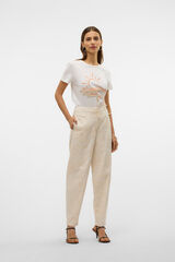 Vero Moda Pantal&oacute;n de tiro alto con bordados Blanco