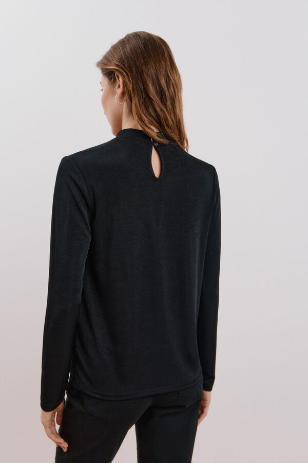 Cortefiel Camiseta escote nudo Negro