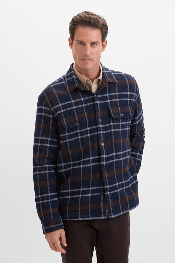 Cortefiel Sobrecamisa acolchoada xadrez Azul