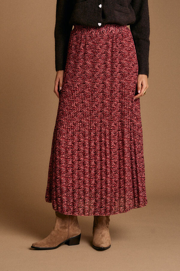 Pol&iacute;n Et Moi Falda plisada Nani Estampado granate