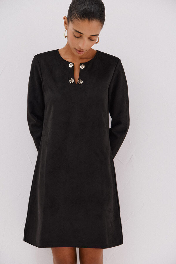 Cortefiel Vestido antelina Negro