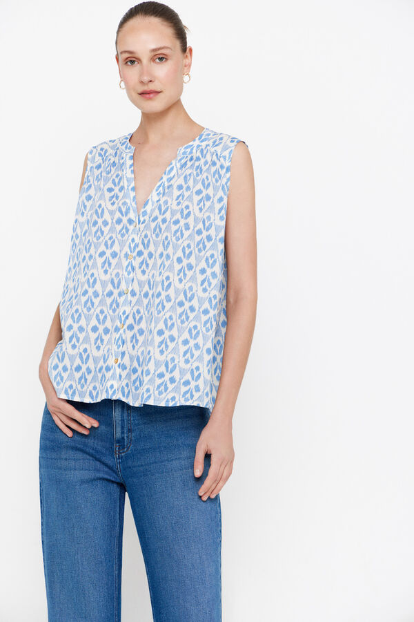 Cortefiel Camisa estampada algod&oacute;n Estampado azul