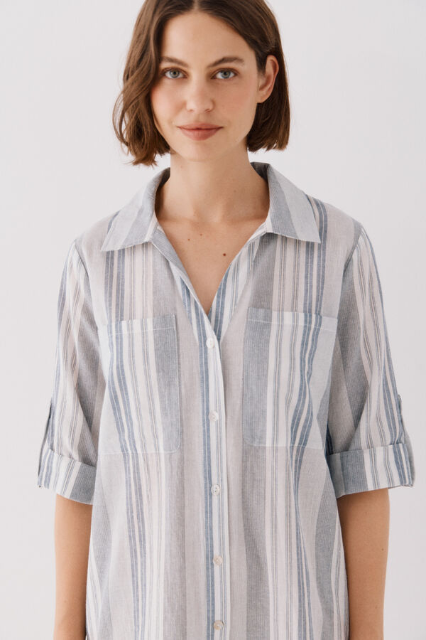 Cortefiel Caft&aacute;n camisero largo Estampado azul