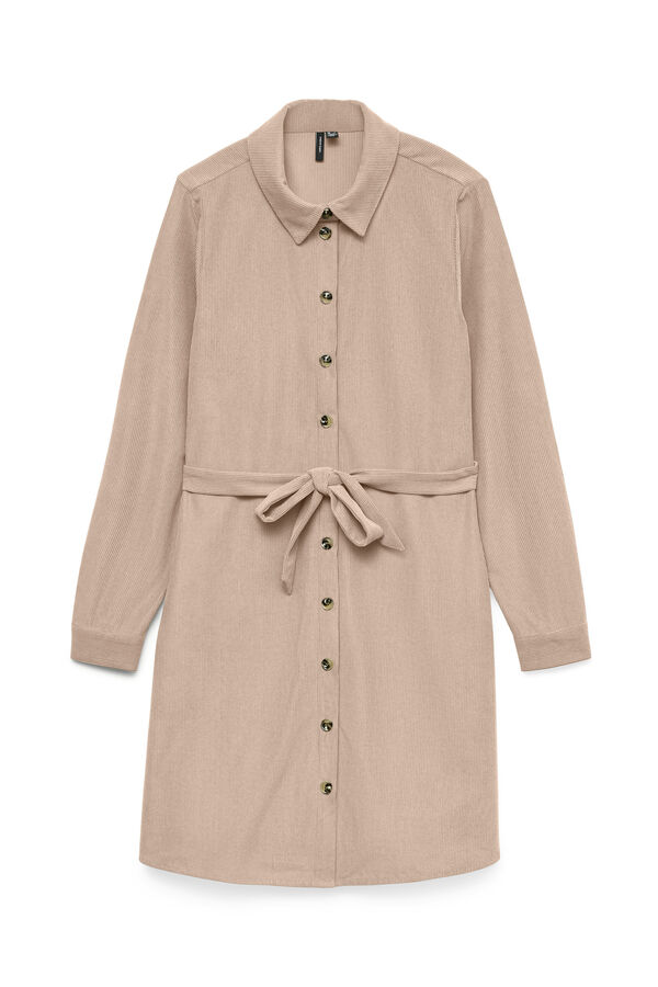 Vero Moda Vestido camisa de veludo cotel&ecirc; Tostado