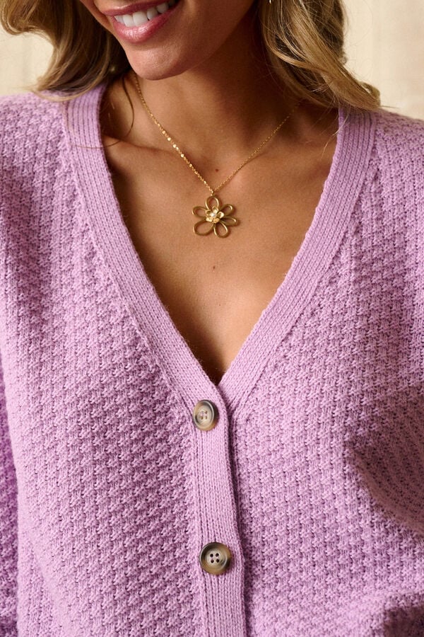 Pol&iacute;n Et Moi Cardigan lil&aacute;s com bot&otilde;es Roxo