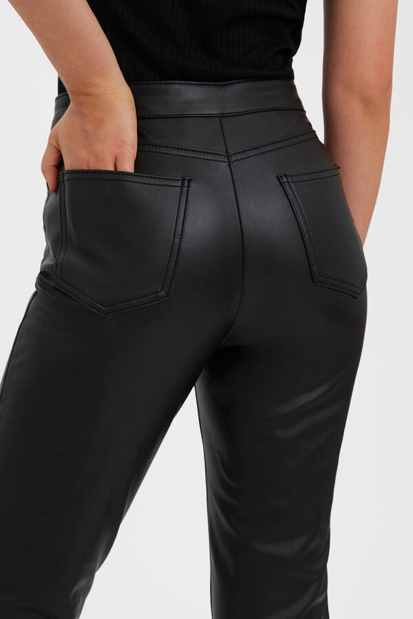 Vero Moda Pantalón recto efecto piel Negro