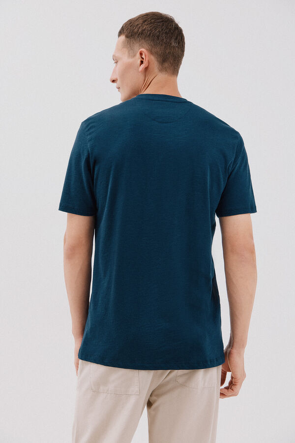 Cortefiel Camiseta lisa slub Azul marino