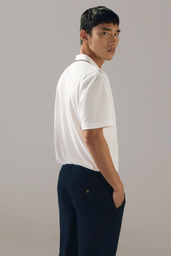 Cortefiel Camisa p&oacute;lo com gola jacquard Coolmax&reg; Branco