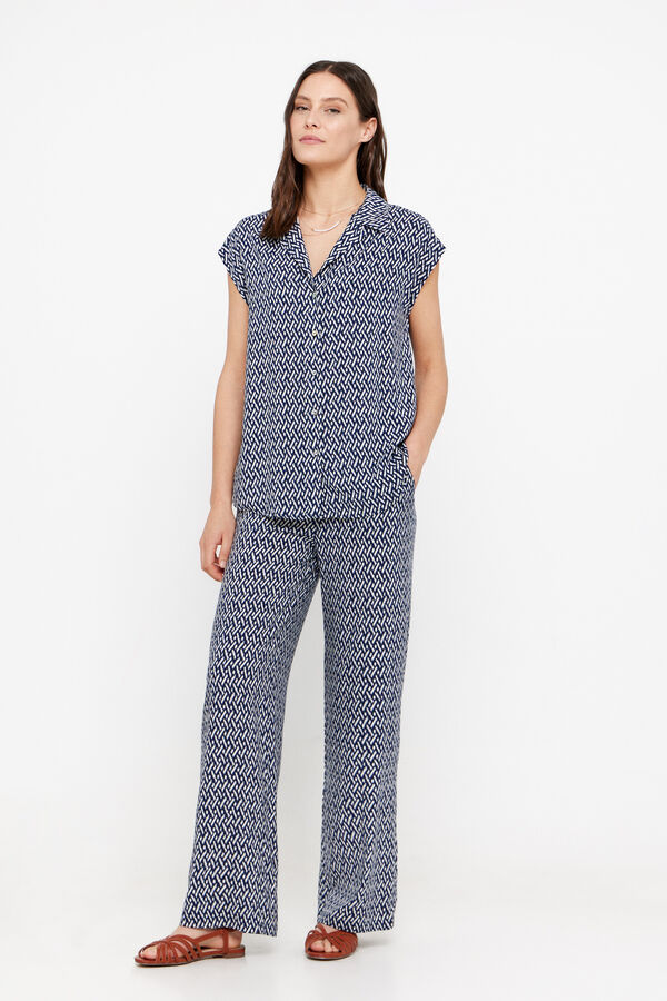 Cortefiel Camisa fluida estampada Estampado azul