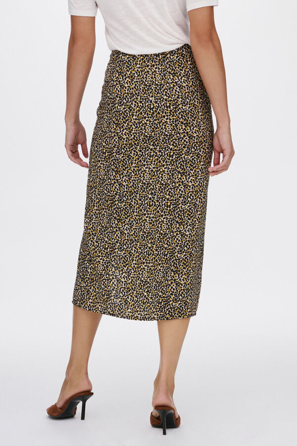 Vila Falda midi estampado leopardo Marrón